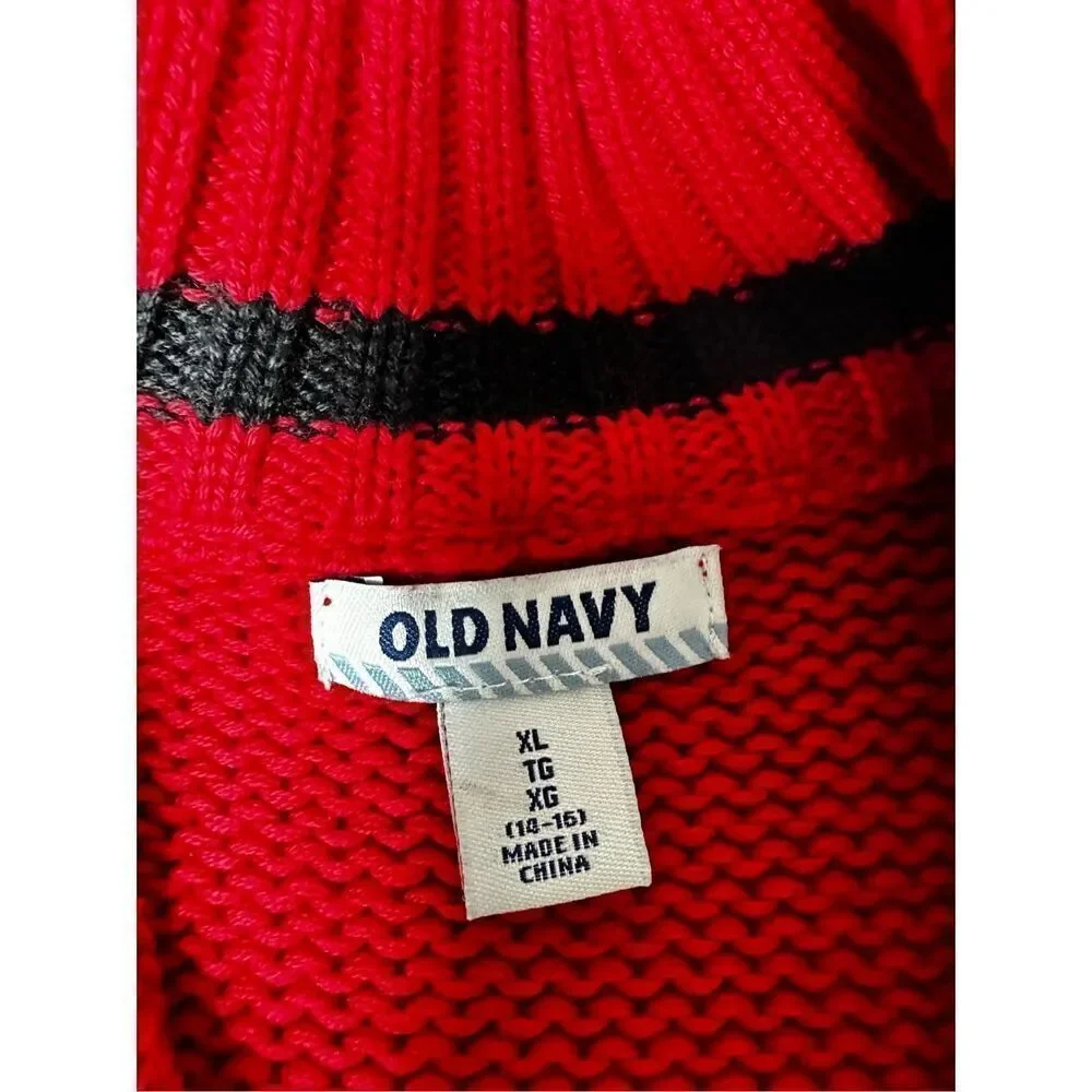 NWT Old Navy Kids Cotton Cable Knit 1/4 Zip Red Sweater Size XL (14-16)